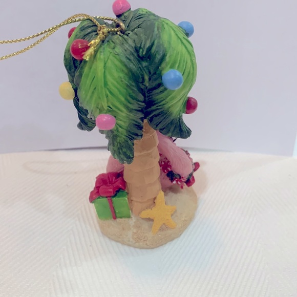 Palm Tree Island Pink Flamingo Christmas Tree Ornament Decoration - Picture 2 of 3